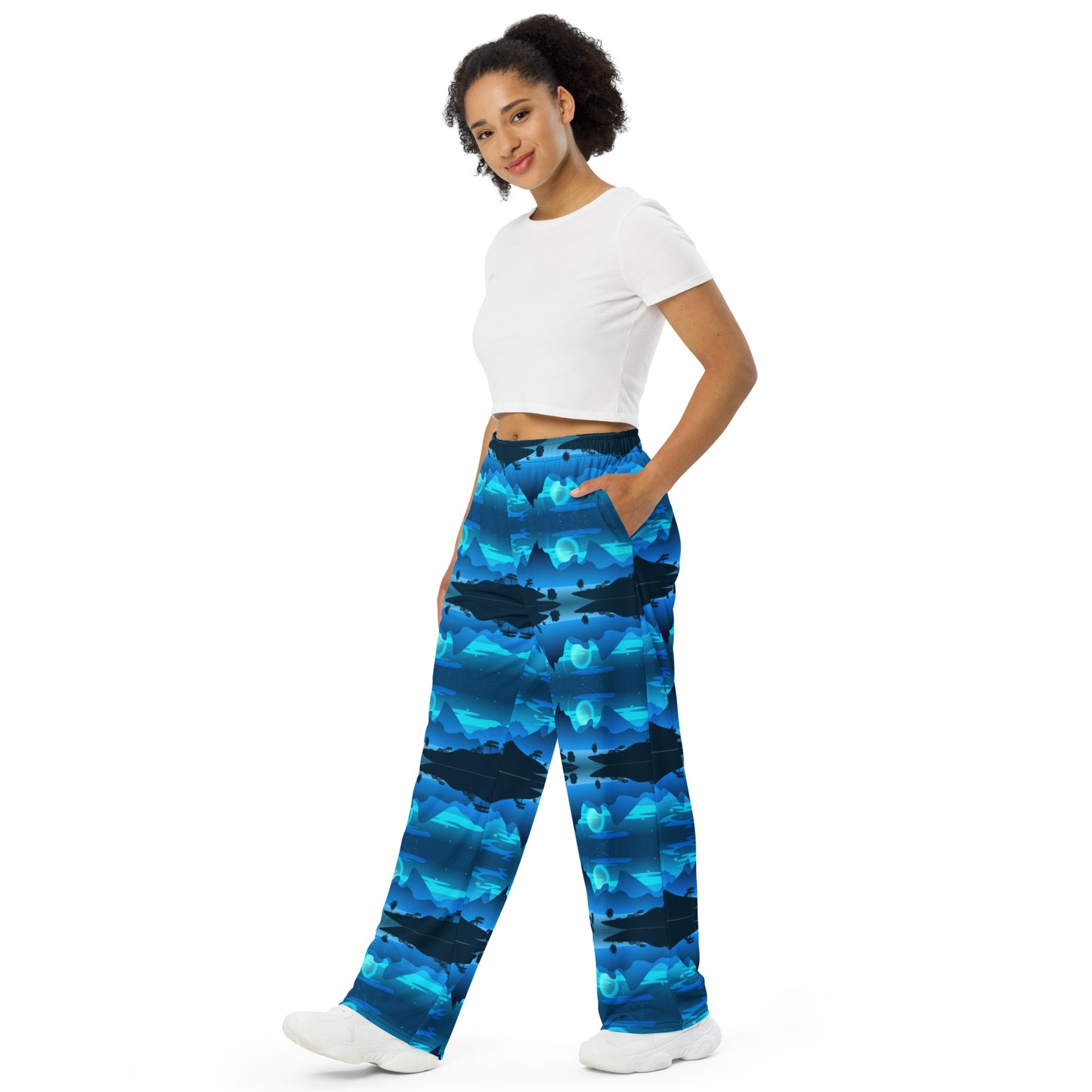 MOUNTAIN BLUES All-over print unisex wide-leg pants