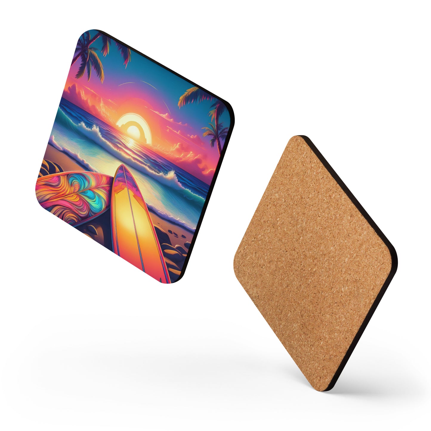 Surfboard Duo Cork-back coaster