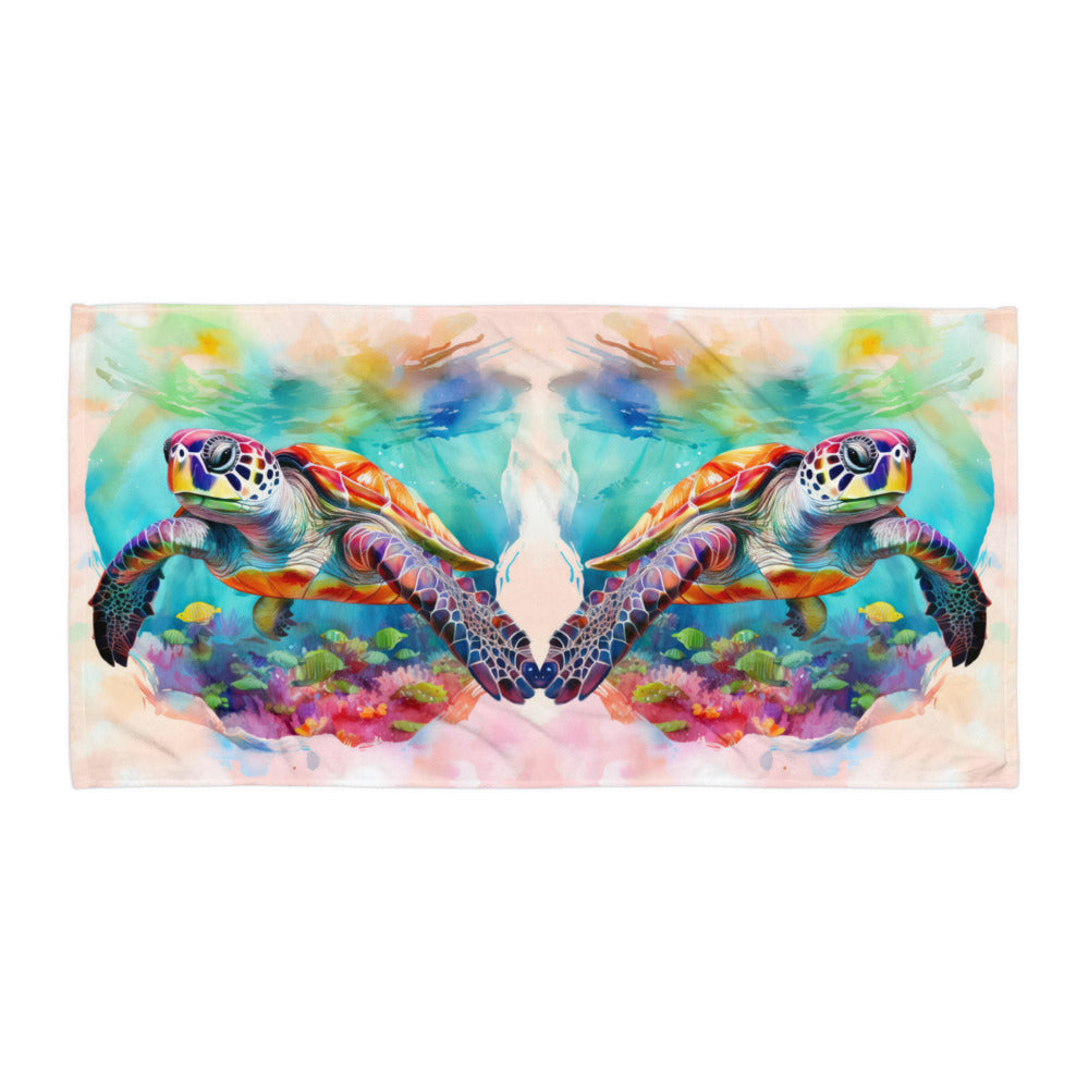 Watercolor Turtle Swim Towel
