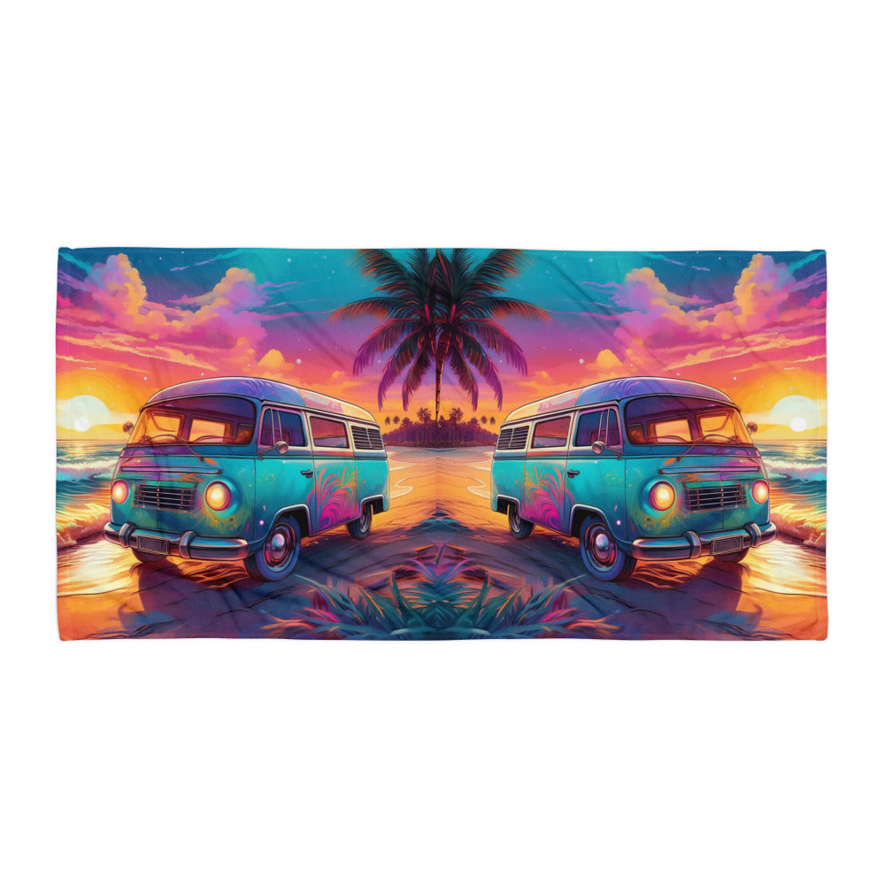 Hippie Van On Beach Towel