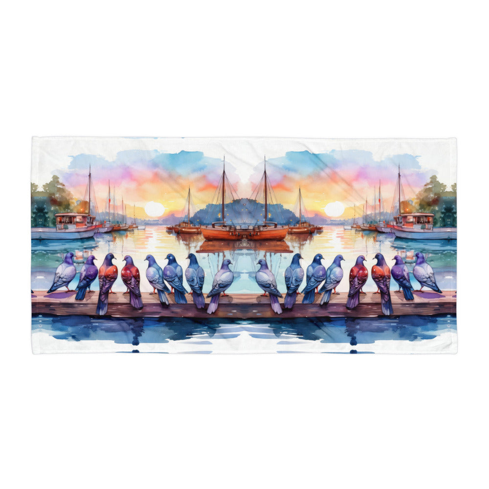 Watercolor Pigeon Towel