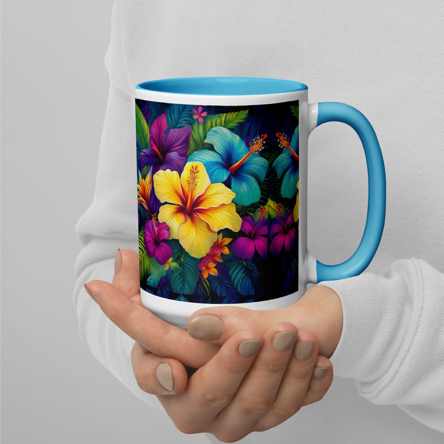 Tropical flora Mug with Color Inside