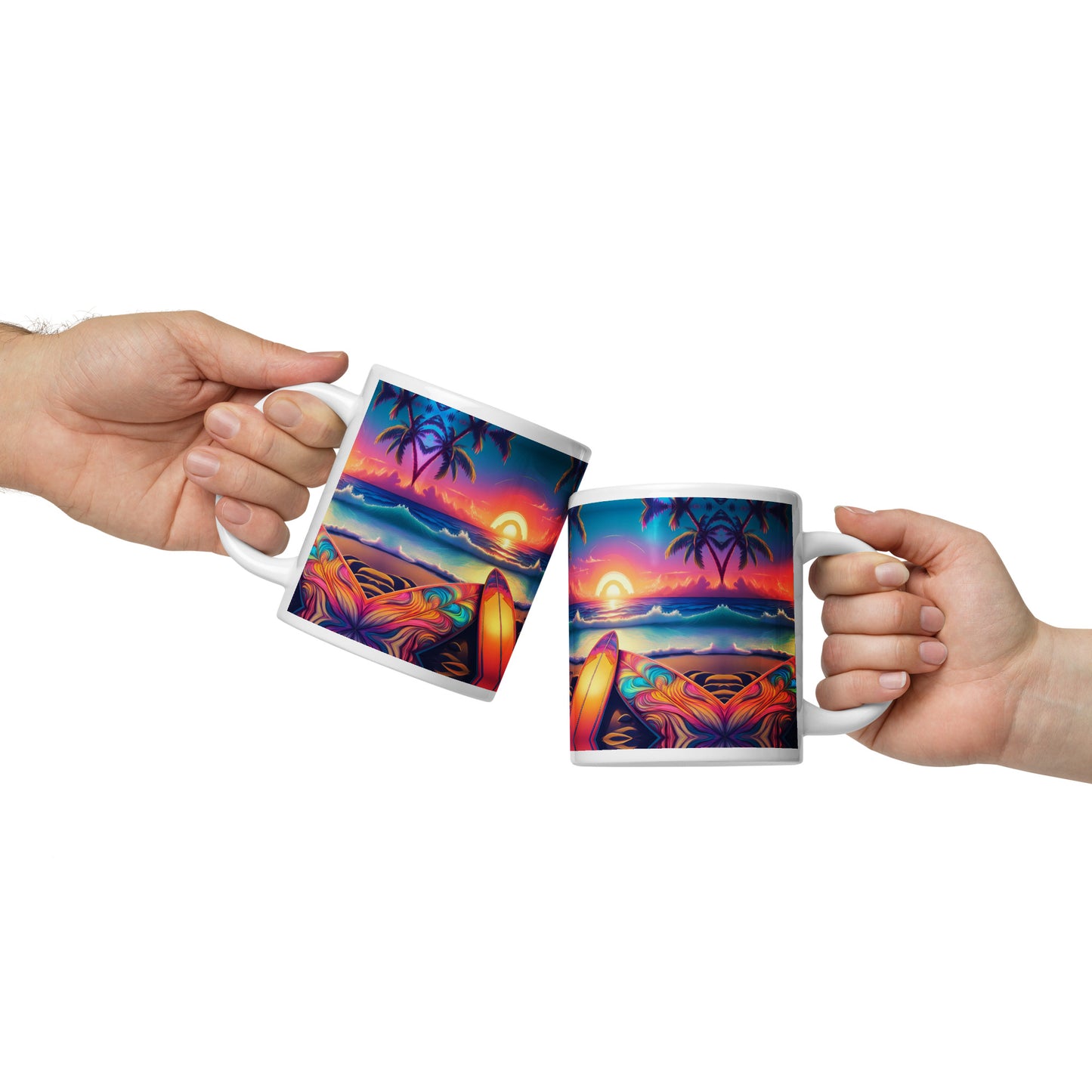 Surfboard Duo White glossy mug