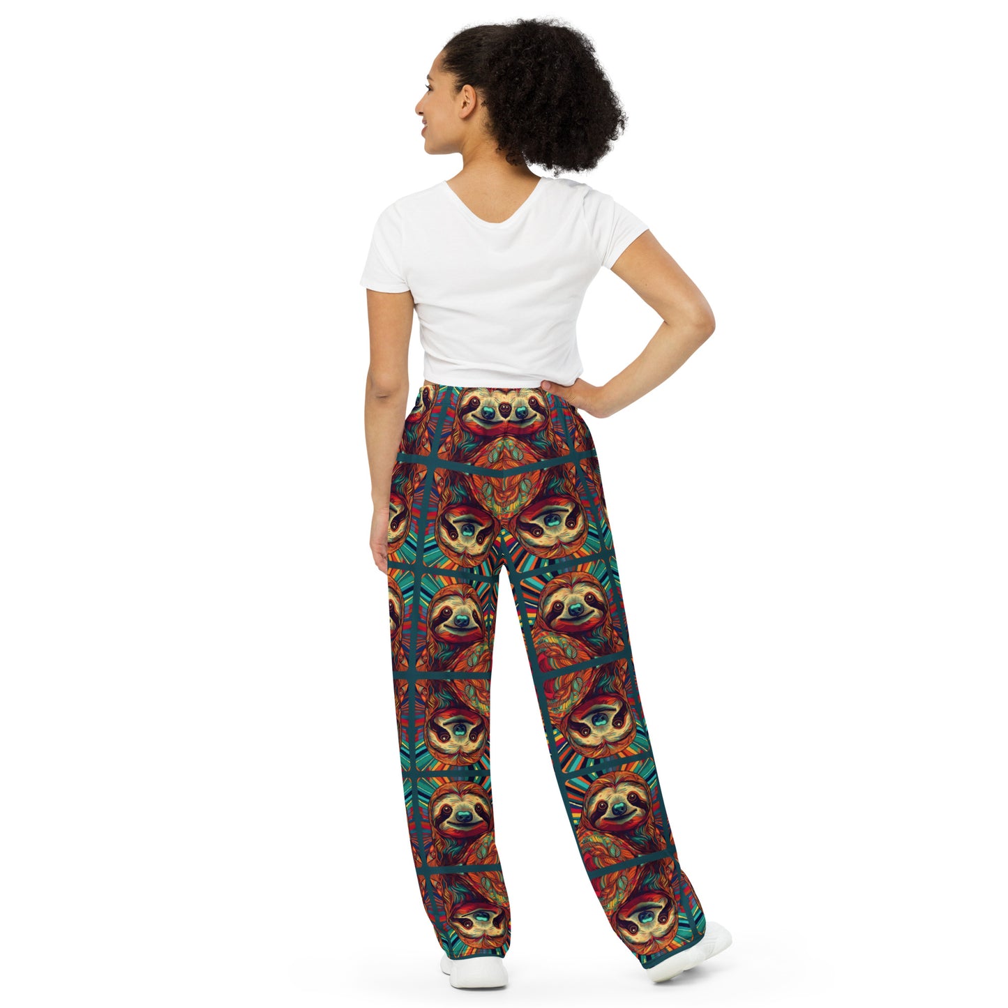 CUTE SLOTHS All-over print unisex wide-leg pants