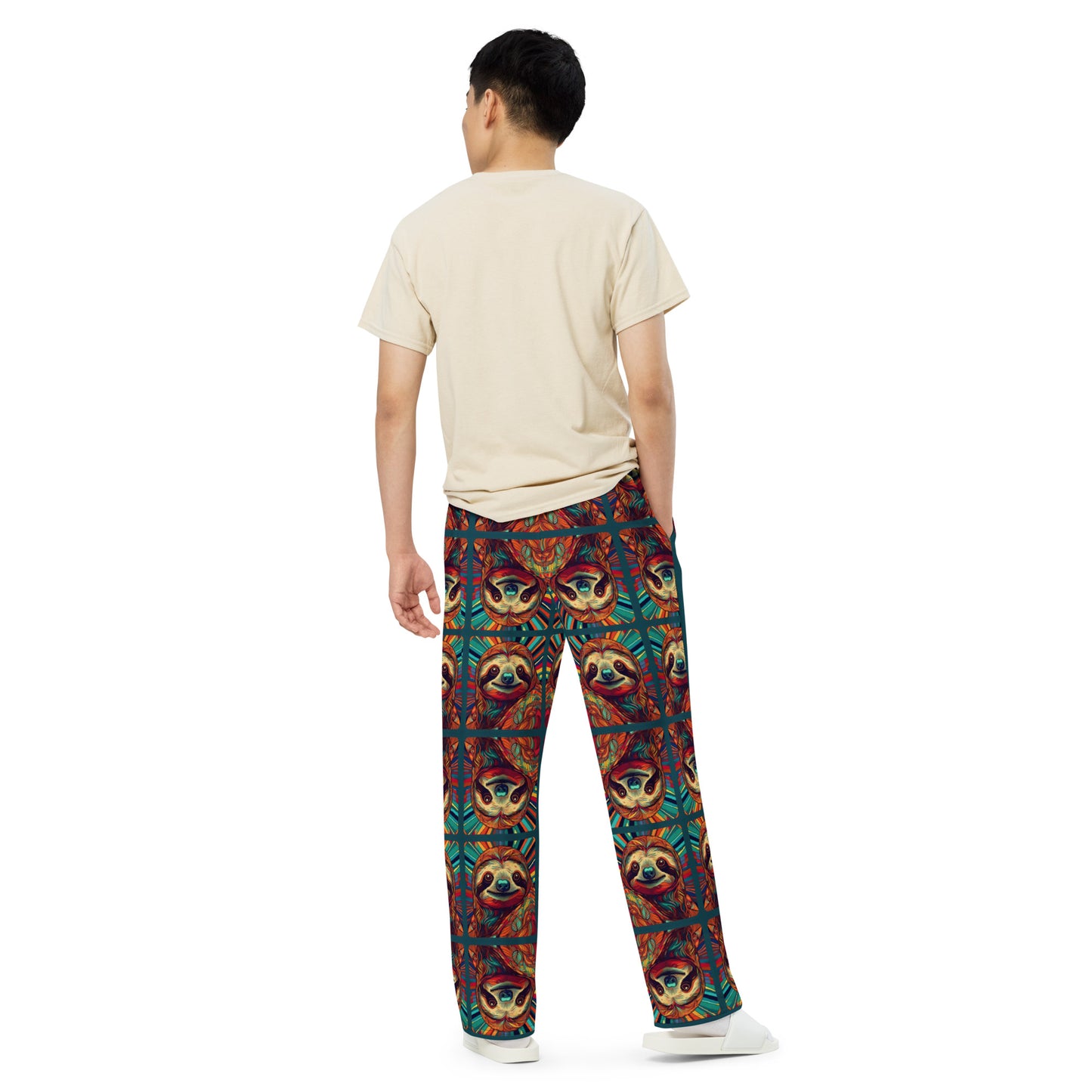 CUTE SLOTHS All-over print unisex wide-leg pants