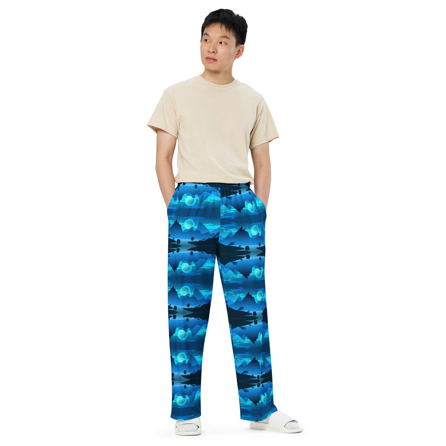 MOUNTAIN BLUES All-over print unisex wide-leg pants