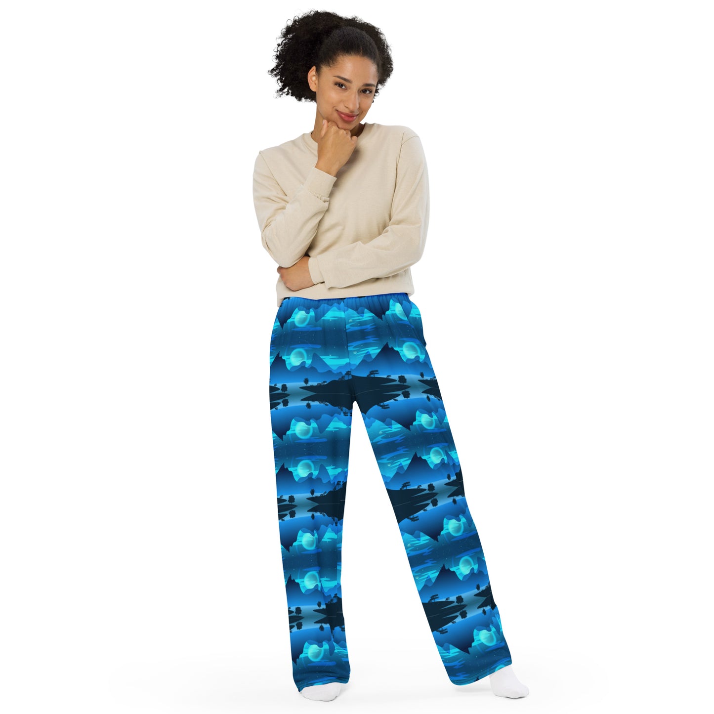 MOUNTAIN BLUES All-over print unisex wide-leg pants