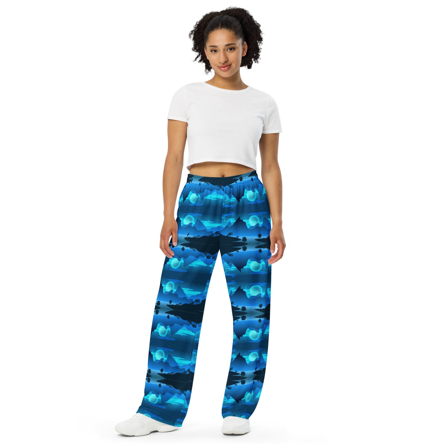 MOUNTAIN BLUES All-over print unisex wide-leg pants
