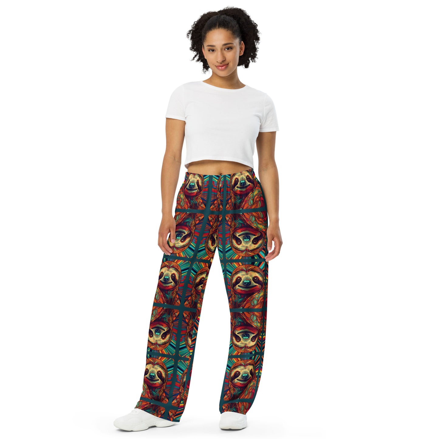 CUTE SLOTHS All-over print unisex wide-leg pants