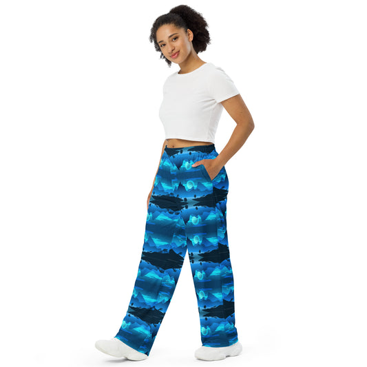 MOUNTAIN BLUES All-over print unisex wide-leg pants