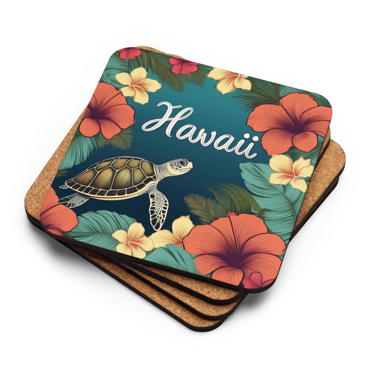 HONU HAWAII Cork-back coaster