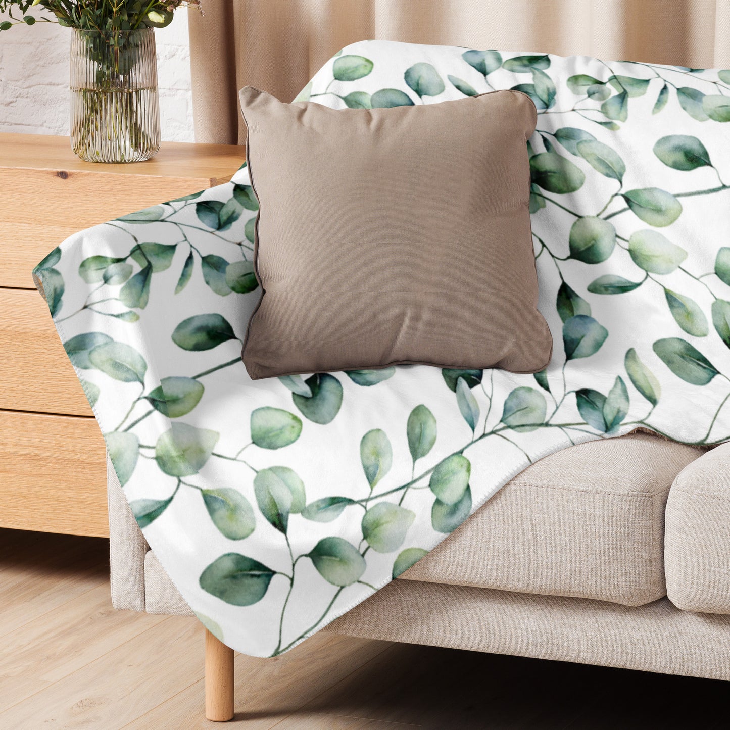 GREEN LEAVES Sherpa blanket