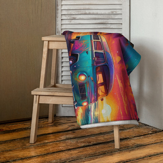 Hippie Van On Beach Towel