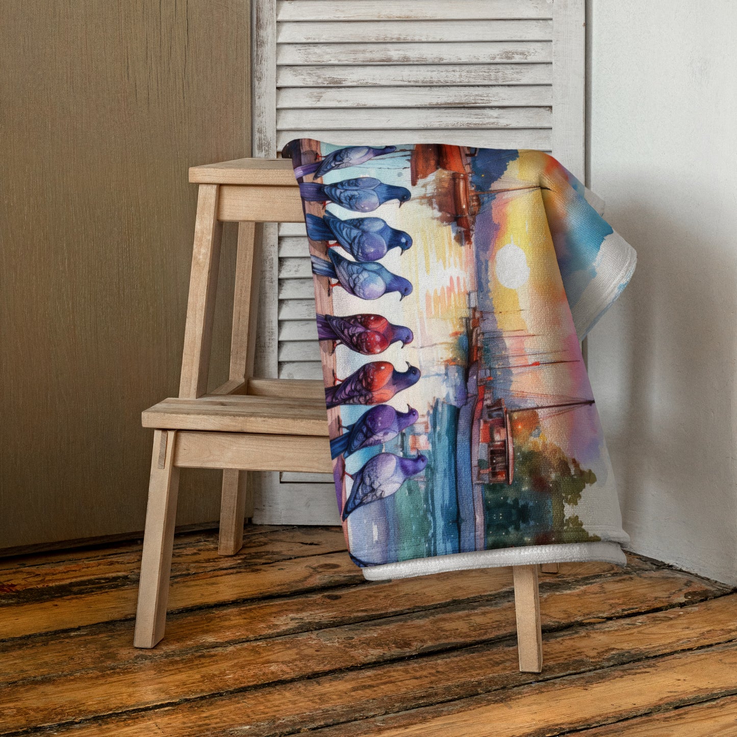Watercolor Pigeon Towel