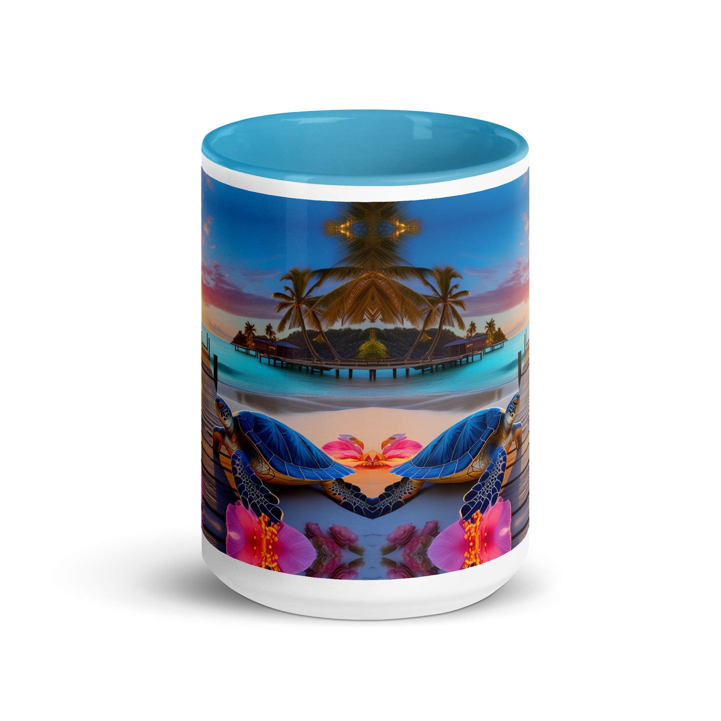 SEA TURTLE ON DOCK Mug with Color Inside