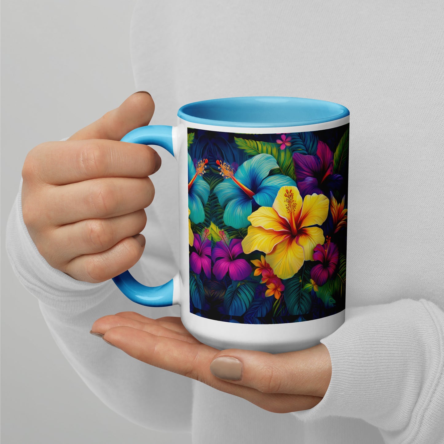 Tropical flora Mug with Color Inside