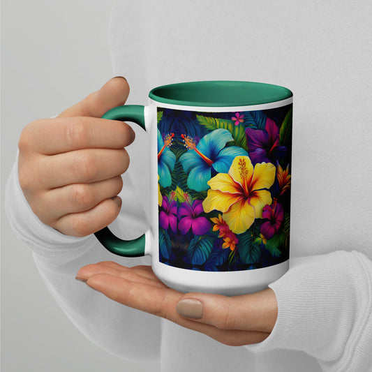 Tropical flora Mug with Color Inside