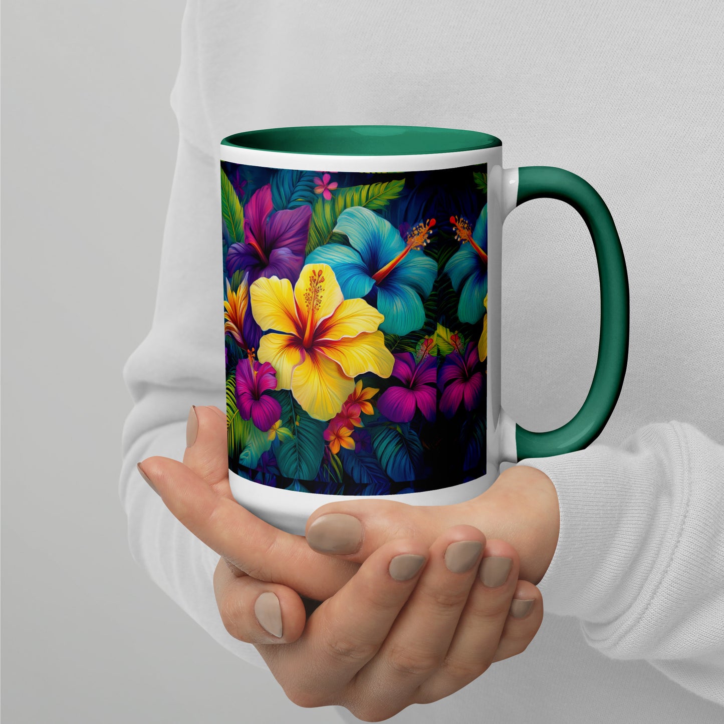 Tropical flora Mug with Color Inside