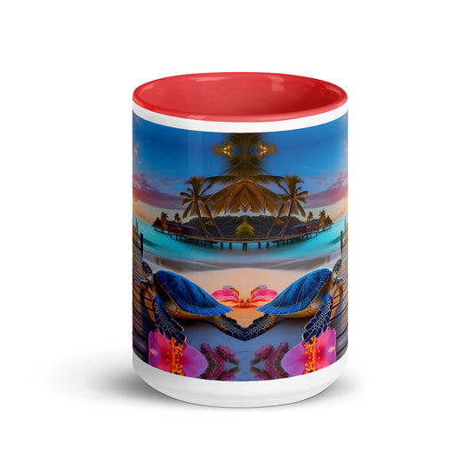 SEA TURTLE ON DOCK Mug with Color Inside