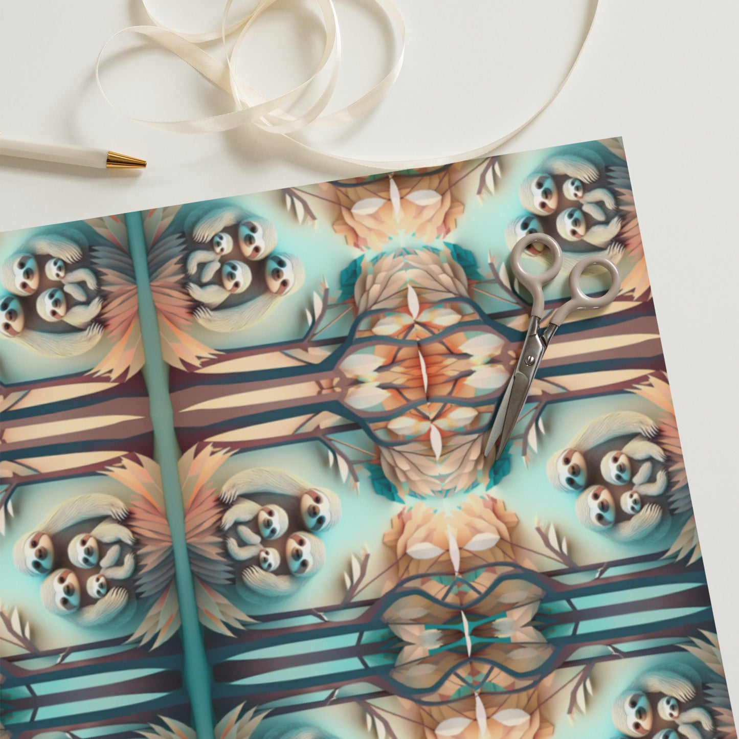 CUTE SLOTHS Wrapping paper sheets