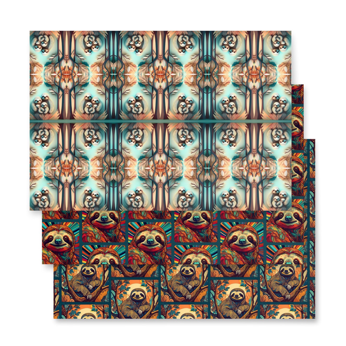 CUTE SLOTHS Wrapping paper sheets